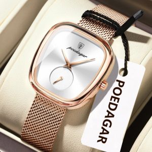 Poedagar Women's Rose Gold Mesh Watch
