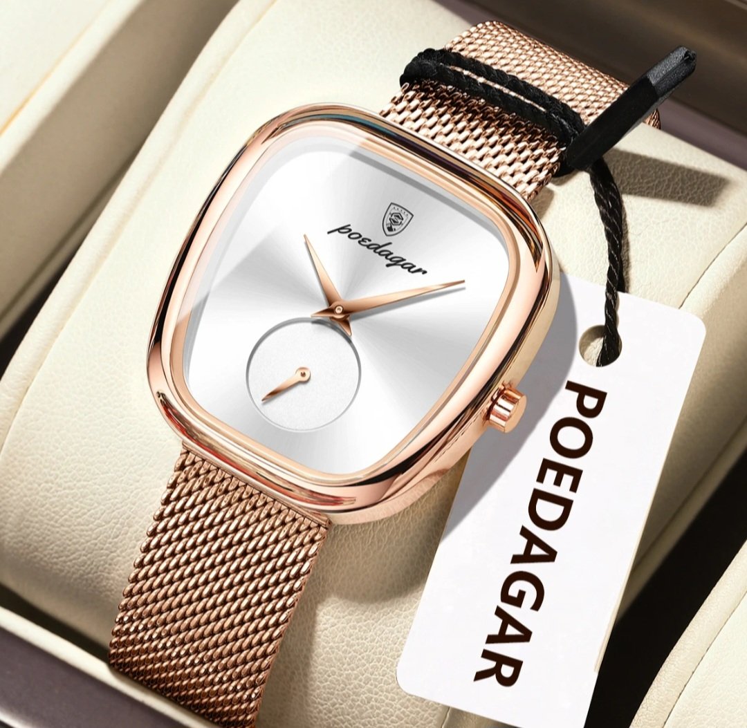 Poedagar Women's Rose Gold Mesh Watch