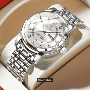 Poedagar Men's Silver White Stainless Steel Watch